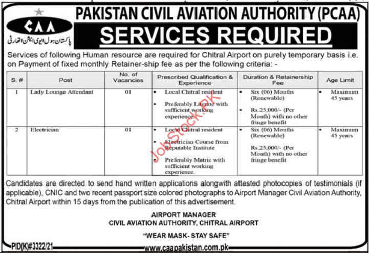 Civil Aviation Authority Chitral Airport Pcaa Jobs 2022