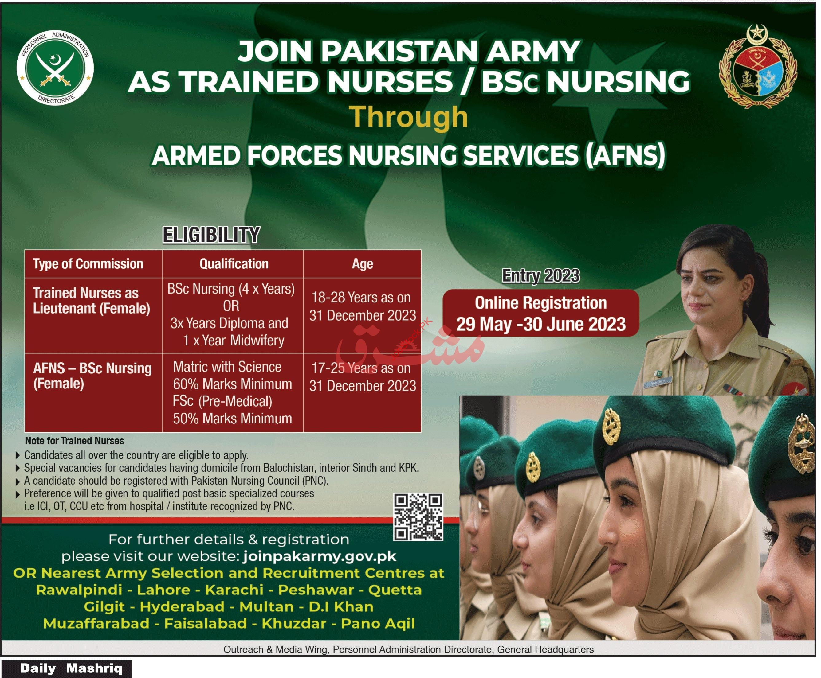 Join Pakistan Army As Nurse In 2023 Online Registration