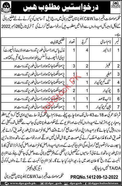 Communication And Works Department Harnai Jobs 2022