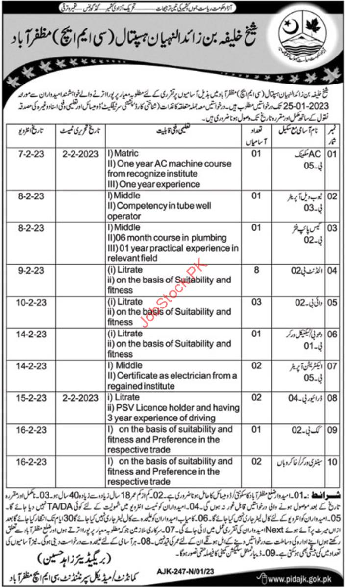 Muzaffarabad Cmh Hospital Jobs 2023