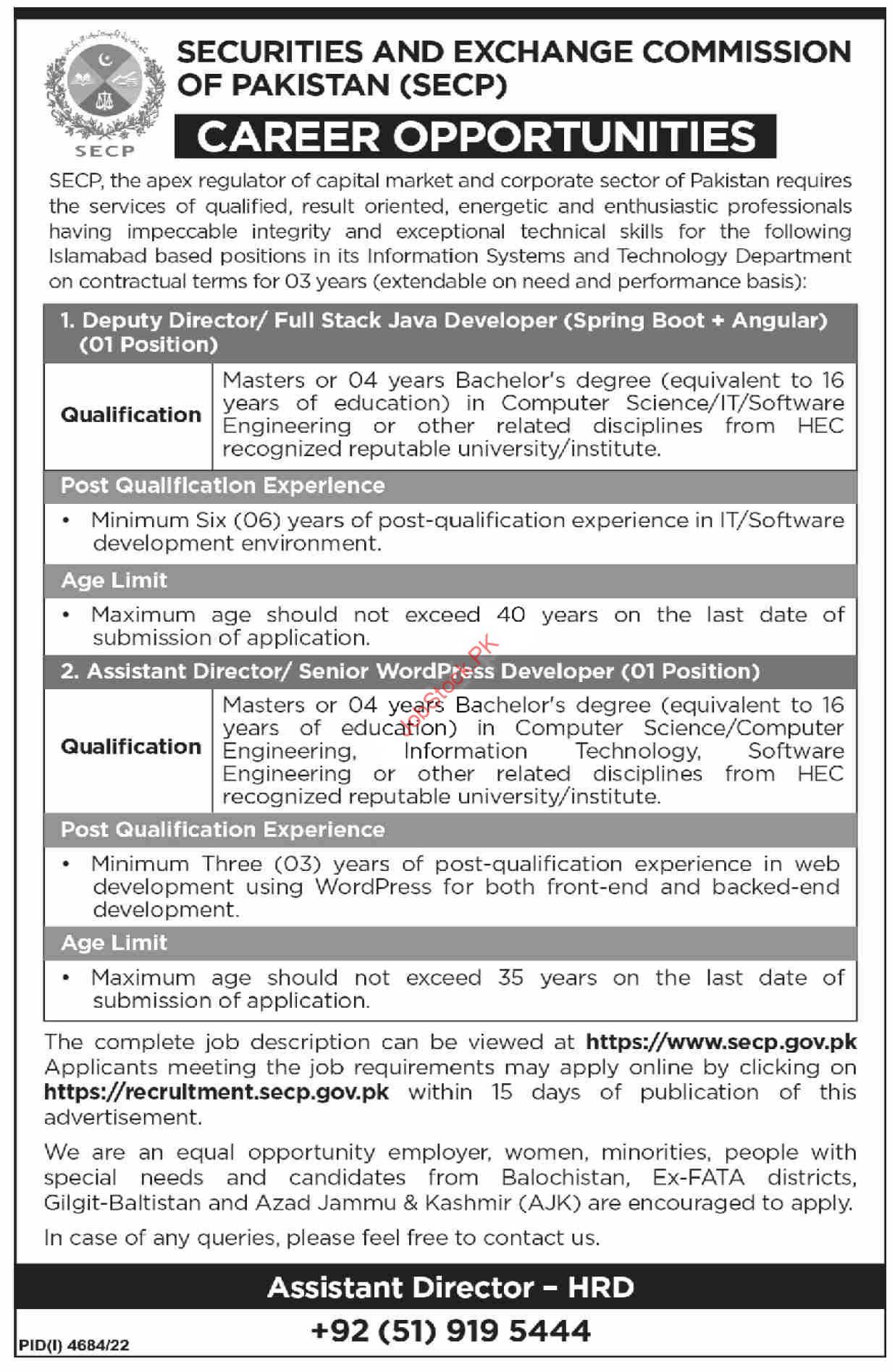 Securities And Exchange Commission Secp Jobs 2023
