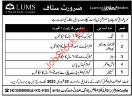 Lahore University Of Management Sciences Lums Jobs 2023