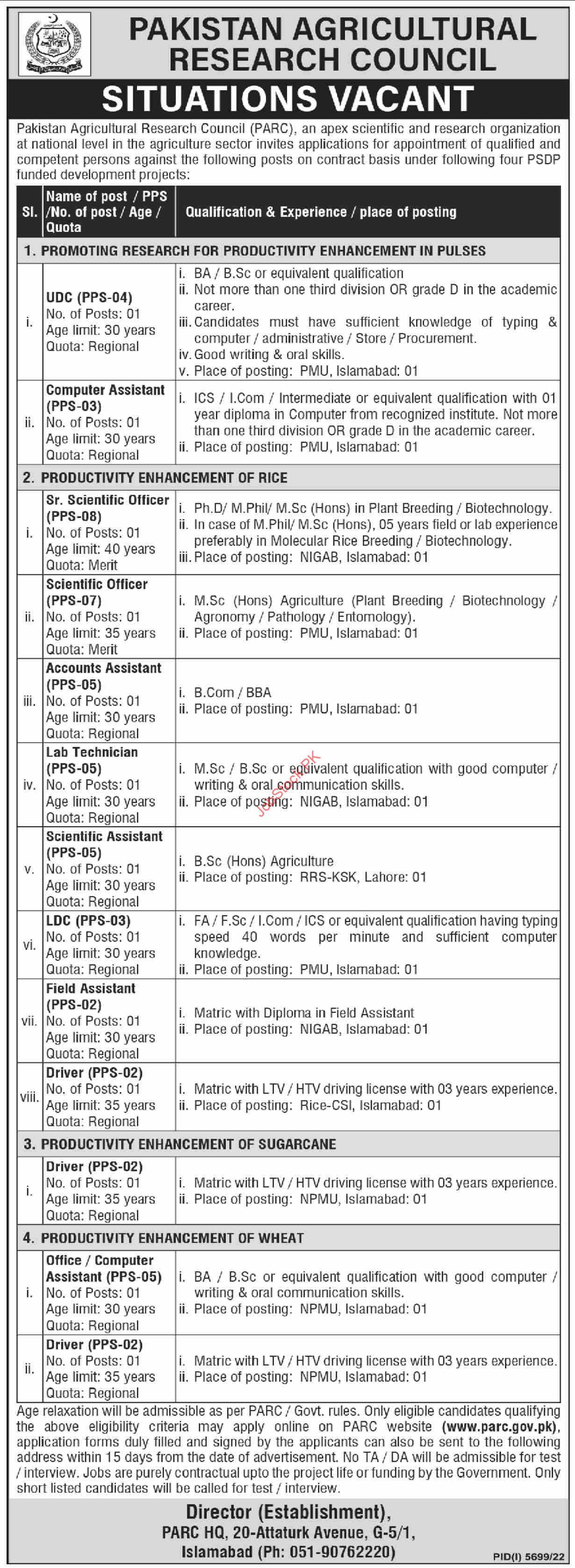 Parc Hq Islamabad Jobs 2023