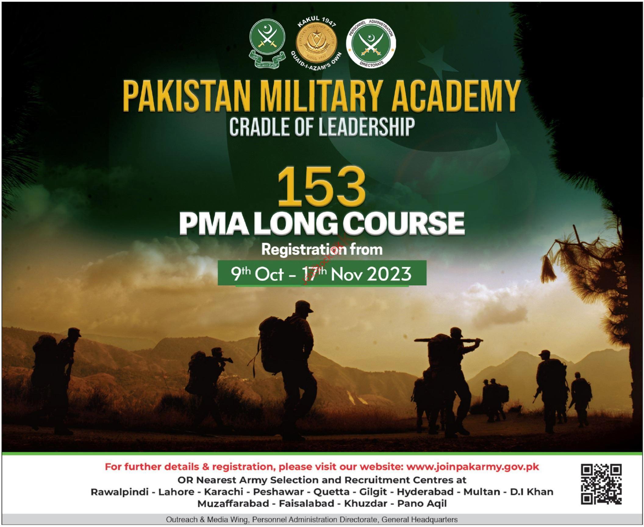 Pma Long Course 153 Pak Army Online Jobs Registration