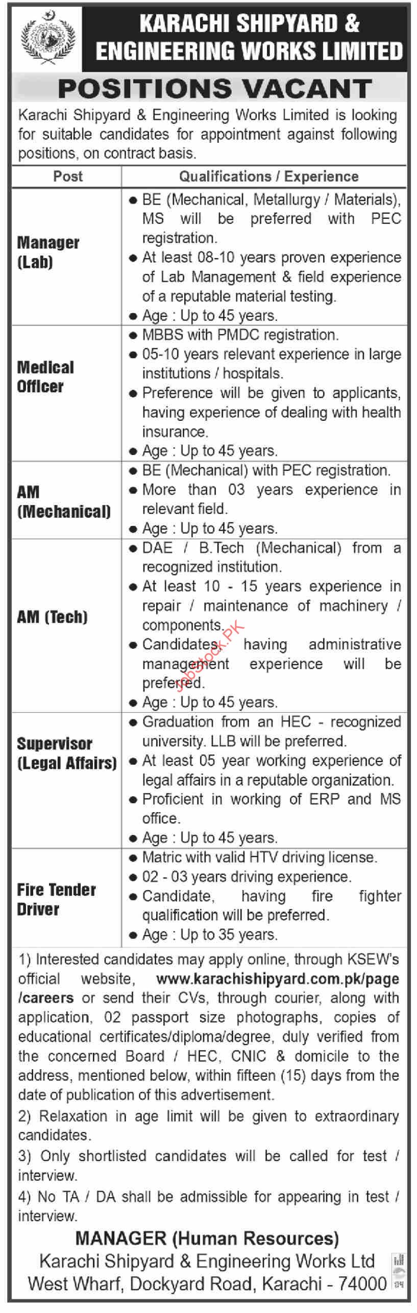 Karachi Shipyard (ksew) Jobs 2023