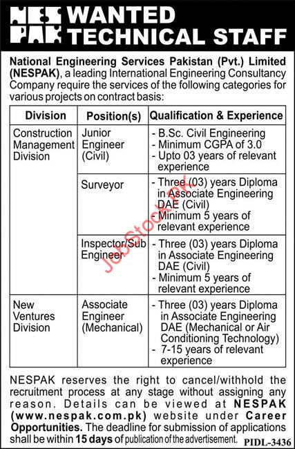 National Engineering Services Pakistan Nespak Jobs 2023
