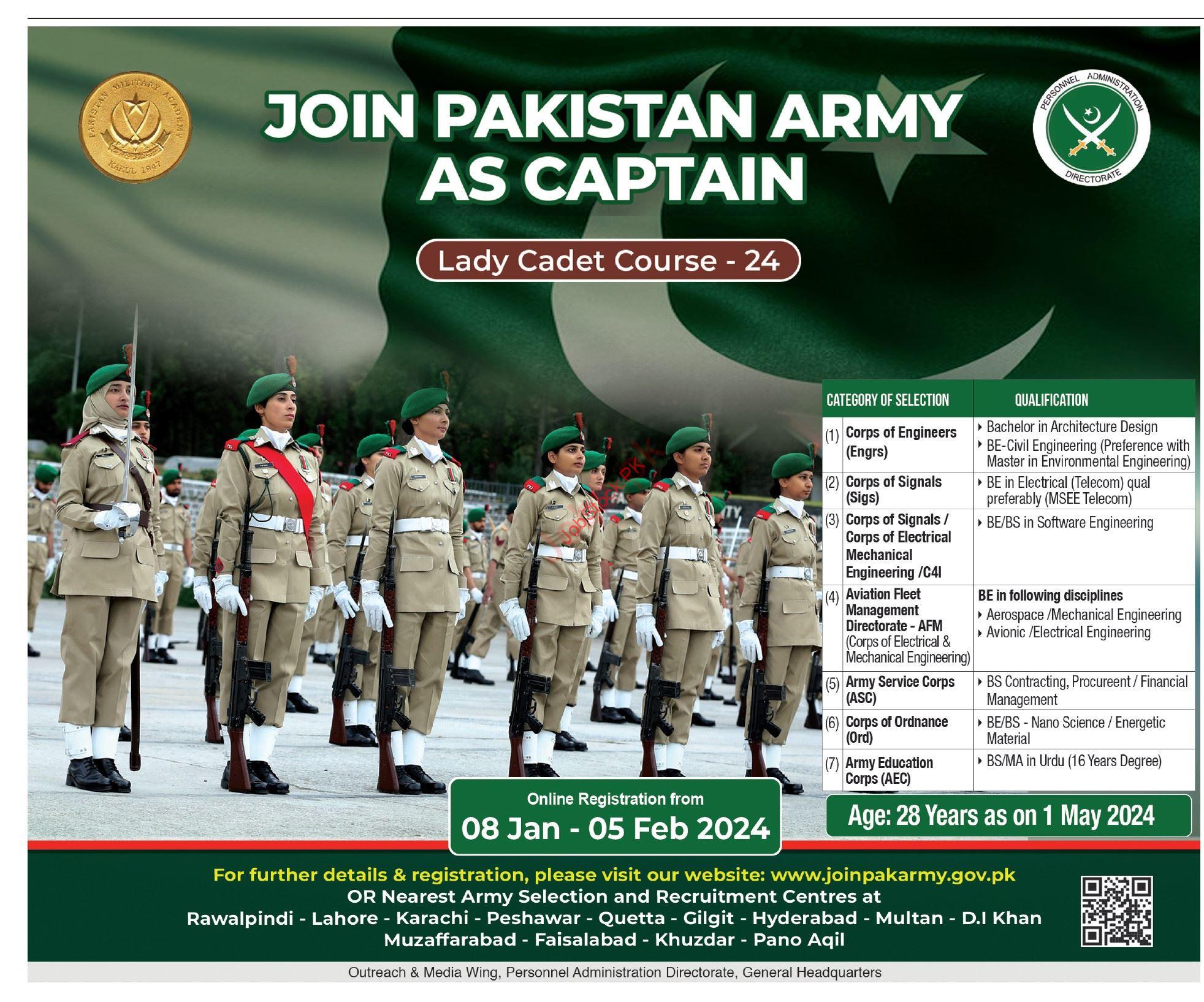 Join Pak Army Female Captain Lady Cadet Course Lcc Jobs