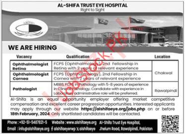 Al Shifa Trust Eye Hospital Jobs 2024
