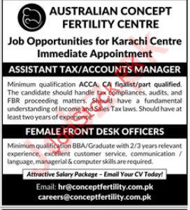 Australian Concept Fertility Centre Karachi Jobs 2024