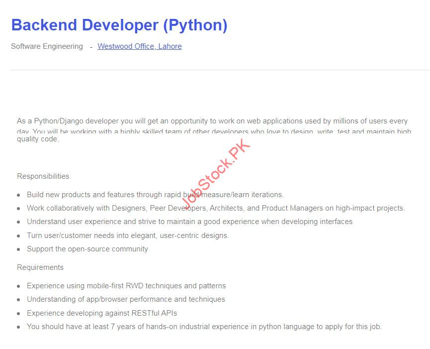 Backend Developer Python Jobs in Arbisoft