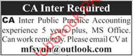 CA Inter Required in Lahore 2024
