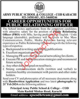 Career Opportunities at Army Public School & College APS&C