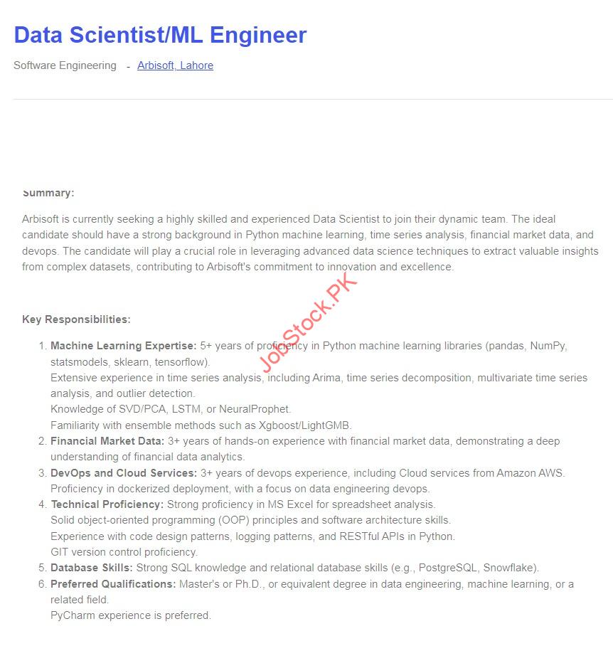 Data Scientist & ML Engineer Jobs in Arbisoft
