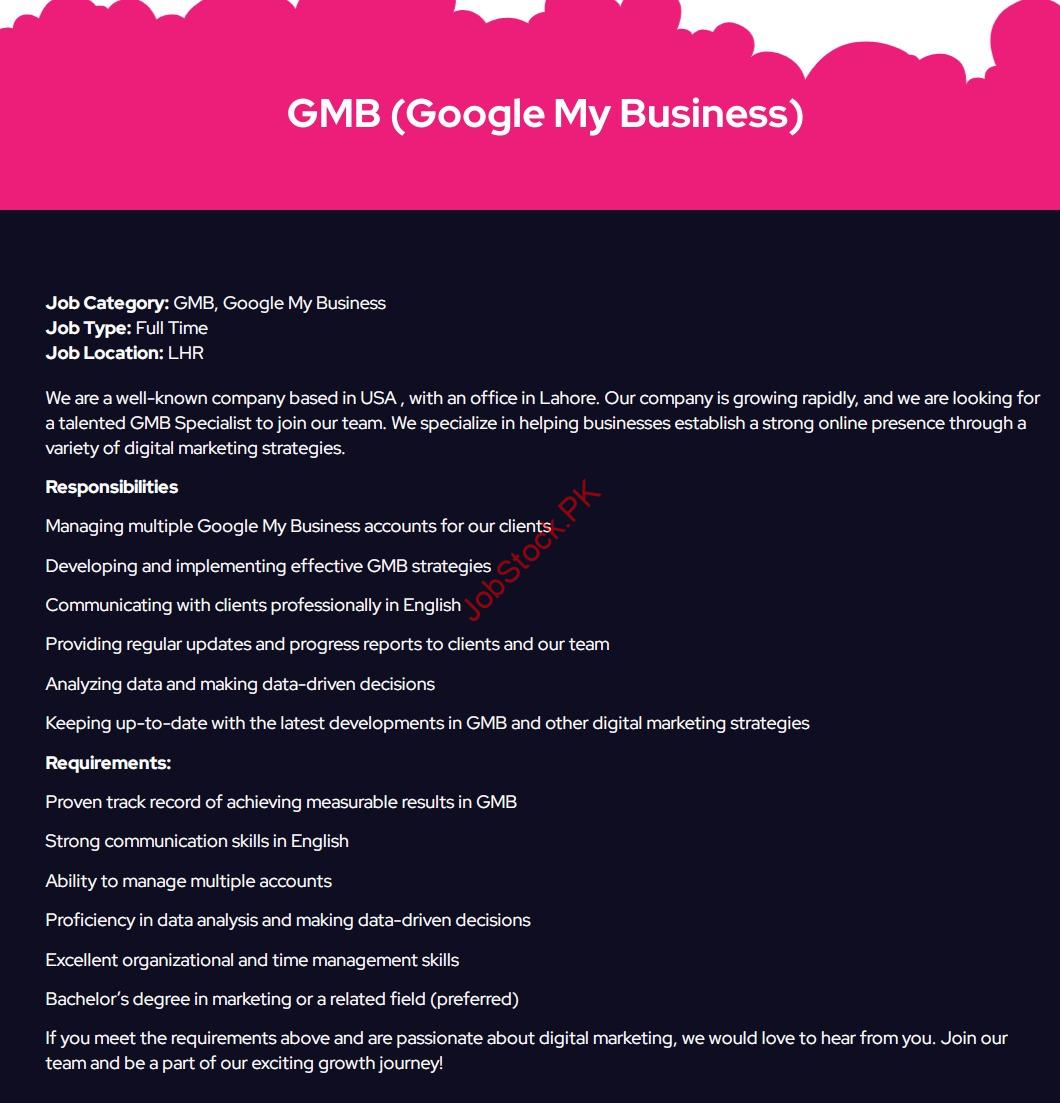 Google My Business GMB job at Speakeasy Marketing
