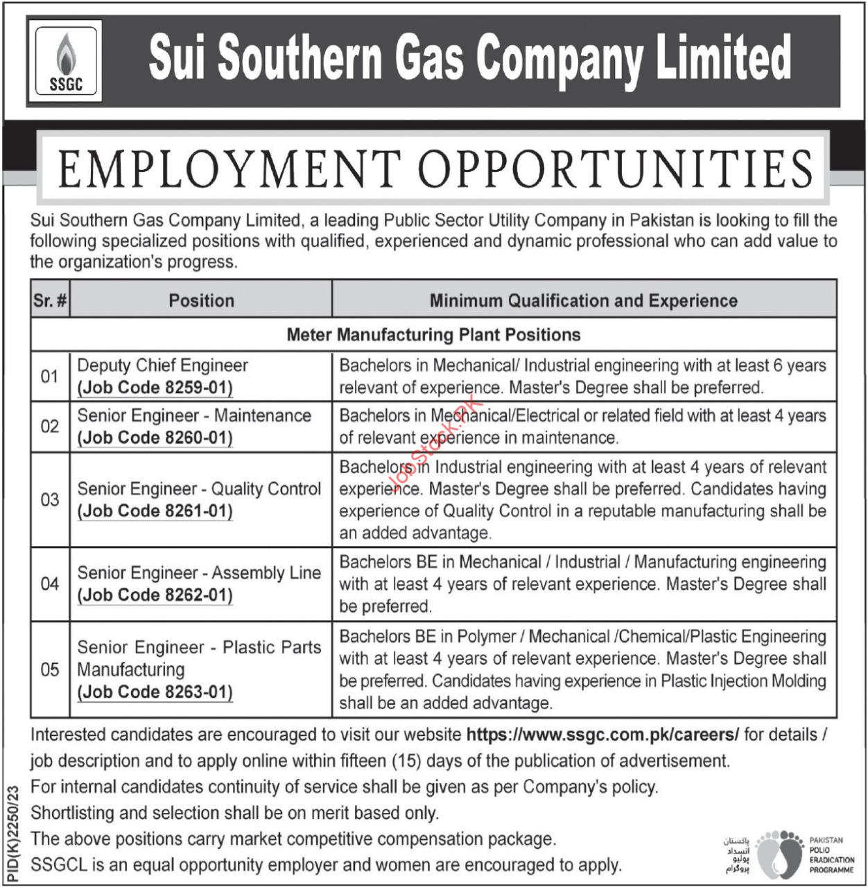 Job Opportunities at Sui Southern Gas Company Limited SSGC