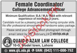 Jobs Available at Quaid E Azam Law College