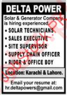 Solar & Generator Company Karachi Jobs 2024